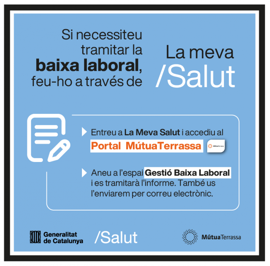 Cómo solicitar la baja laboral a través del portal de MútuaTerrassa en La Meva Salut