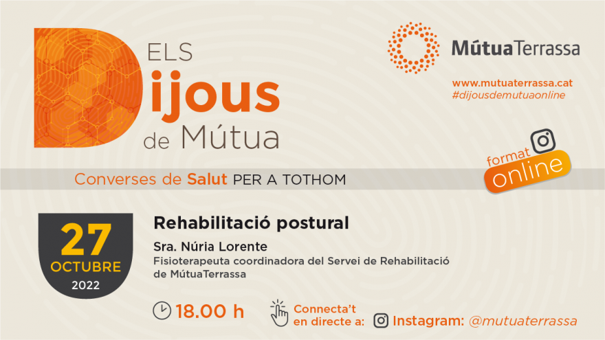 La rehabilitación postural centrará la próxima conversación del ciclo “Dijous de Mutua”