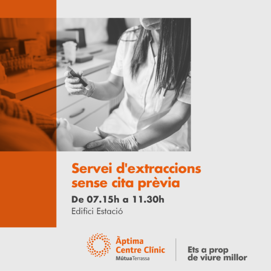 Nou servei d’extraccions sense cita prèvia per adults a Àptima Centre Clínic Terrassa